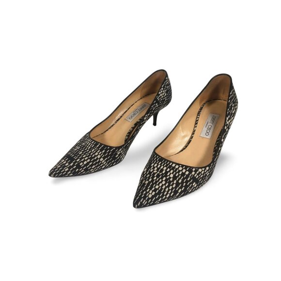 Jimmy Choo Aza Kitten Heels Geometric Print - Picture 1 of 12